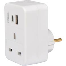 White Travel Adapters Mercury Pin Travel Plug Adapter USB Type C Charger