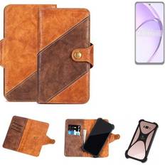K-S-Trade Handy Hülle Oppo A40 Wallet Case Braun