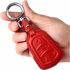 Key Cases Shein Leather Key Fob Cover With Keychain 360 Degree Full Protection - Cadillac