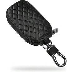 Key Cases Shein Universal Key Fob Cover Case With Zipper Metal Hook - Black