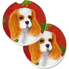 Red Coasters CoolCookware Cavalier Spaniel Red Green Snowflakes Set of 2 Coaster
