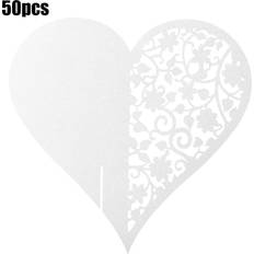 White Table Decorations Cosy@home Heart Shape Wedding Hollow Name Place Cards 50pcs