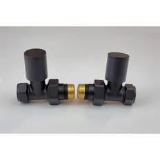 Manissa Kirby Black Straight Angled Corner Towel Rail Valves