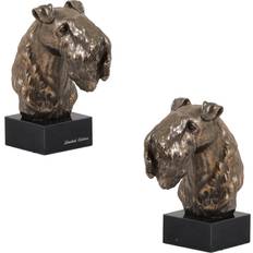 Blue Figurines Art-Dog Kerry Blue Terrier Bust On Stone Base Figurine