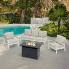 Garden & Outdoor Furniture HOME DETAIL Como White Aluminium Garden Conversation Ivory Outdoor Lounge Set