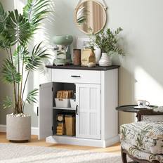 Homcom White Sideboards Homcom Storage Cabinet with Thick Tabletop and 2 Barn Doors White Sideboard