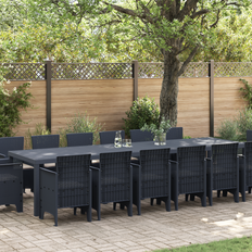 Garden & Outdoor Furniture vidaXL 15 Piece Garden Anthracite Poly Rattan Patio Dining Set