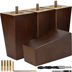 Wood Table Legs ATA Airy Abode Walnut Brown Square Furniture Legs Set of 4 Table Leg