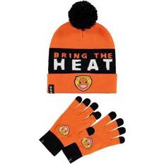 Men - Multicoloured Beanies Difuzed Beanie Knitted Gloves Gift Set - Orange