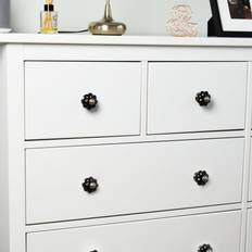 Nicola Spring Pack of 6 Flower Shaped Door Knobs Black