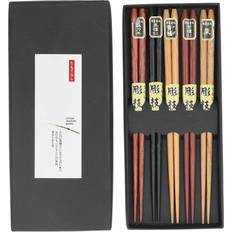 Wood Chopsticks Cosy@home Set 5 Different Colors Natural Wood Chopsticks