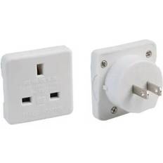 White Travel Adapters FoneFunShop Pack 2 Travel Adapter UK to US Mains Plug Convertor