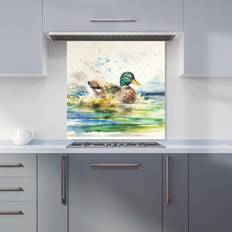 Glass Splash Guards Warren Reed Designer Splashing Mallard 60 x 60 cm Splash Guard 60cm