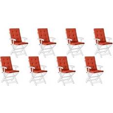 Chair Cushions on sale Beliani Set of 8 Outdoor Seat Back Pad Chair Cushions Red