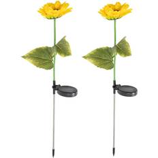 Yellow Ground Lighting ValueLights Yellow Sunflower Solar Powered Outdoor Spike Lights 73 x 14 x 14 cm Ground Lighting