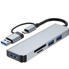 Typecat 5 Ports 2-In-1 USB 3.0 Hub Type-C Adapter