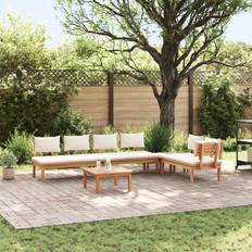 Garden & Outdoor Furniture vidaXL 5 Piece Garden with Cushions Solid Teak Patio Dining Set