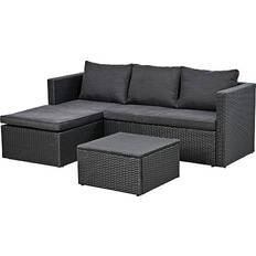 Kreta - Black Loungesæt, 1 borde inkl. 2 sofaer