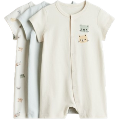 24-36M Pyjamases Children's Clothing H&M Baby Cotton Sleepsuits 3-Pack - Turquoise
