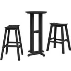 Garden & Outdoor Furniture vidaXL 3 Piece Garden Black HDPE Outdoor Bar Set