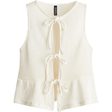 Blusen H&M Tie-Front Peplum Top - Cream