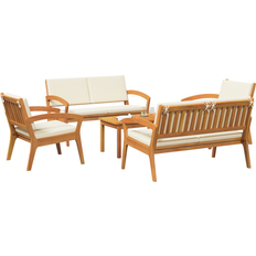 Orange Caféset Utemöbler vidaXL 5-Delat Bistro Set Med Kuddar Solid Akaciaträ Caféset