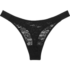 PINK Wink Logo High Leg Thong Panty - Pure Black