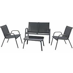 Mirpol Gartenmöbel Set Rivet Schwarz Lounge-Set
