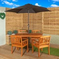 Samuel Alexander Outdoor 4 Person Rectangular Wooden Table Chairs Patio Dining Set