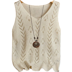 Shein Lune Women's Vacation Casual Solid Color Hollow Out Knit Top