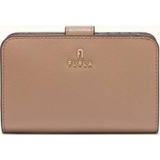 Camelia Compact Textured Leather Wallet - Greige Grey