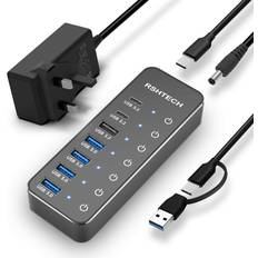 Usb 3.2 10gbps hub RSHTECH Powered USB Hub 3.1 3.2 Gen2 7-Port