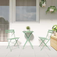 Green - Metal Garden Chairs vidaXL Folding Chairs 2 Pcs Light Mint Steel Garden Dining Chair