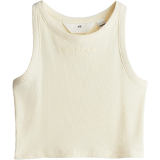 H&M Pige Tanktop Med Ophøjet Tryk - Gul