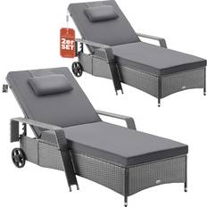 Casaria Sun Lounger Set of 2 Grey Anthracite 193x90x43 cm