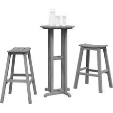 Outdoor Bar Sets vidaXL 3 Piece Garden Light Grey Outdoor Bar Set