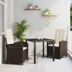 Konstrotting Matgrupper Utemöbler vidaXL 3-Delat Trädgårdsdining Set Med Kuddar Brun Poly Rattan Matgrupp