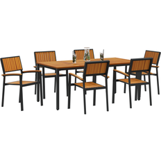 Garden & Outdoor Furniture vidaXL 7 Piece Garden Solid Wood Acacia Metal Patio Dining Set, 1 Table incl. 6 Chairs