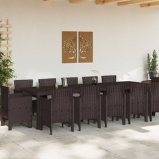 Garden & Outdoor Furniture vidaXL 13 Piece Garden Brown Poly Rattan Patio Dining Set