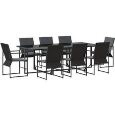Garden & Outdoor Furniture vidaXL 12 Piece Garden with Cushions Steel and Textilene Black Patio Dining Set