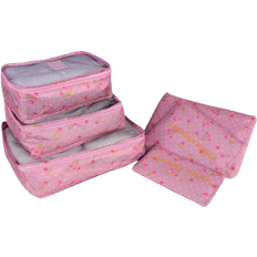 Travel Accessories Shein 6pcs Waterproof Floral Print Luggage Packing Cubes, Travel Clothes Organizer Set, Portable Zipper Packing Organizer Cubes For Suitcase, Dorm, College, Simple Design (All Prints & Letters Random) Back To School Supplies