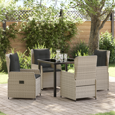 vidaXL 5 Piece Garden Light Grey Patio Dining Set, 1 Table incl. 4 Chairs
