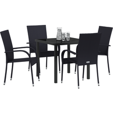 Konstrotting Matgrupper Utemöbler vidaXL 5-delat Utemöbelset Svart Poly-rattan Matgrupp