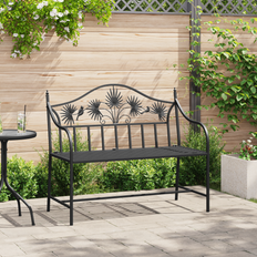 Black Garden Benches vidaXL Vintage Metal Black Powder-Coated Steel Garden Bench