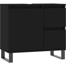 vidaXL Armario De Baño Madera Contrachapada Negro 65x33x60 cm