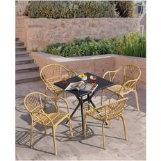 Beige Garden Chairs Beliani Modern Set of 4 Garden Dining Chairs Beige