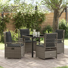 Steel Patio Dining Sets on sale vidaXL 5 Piece Garden Grey Poly Rattan Patio Dining Set