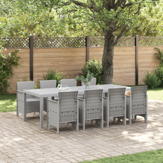 Konstrotting Matgrupper vidaXL 9-Delat Trädgårdsmatbord Vit Poly Rattan Matgrupp, 1 Bord inkl. 8 Stolar