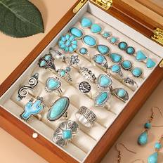 Turquoise Jewellery Sets Temu Elegant Retro Bohemian Turquoise Earrings Set - Multicolor
