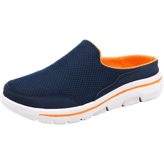 Men Trainers Temu Big Tall Lightweight Slip-On Casual Sneakers - Navy Blue/Orange